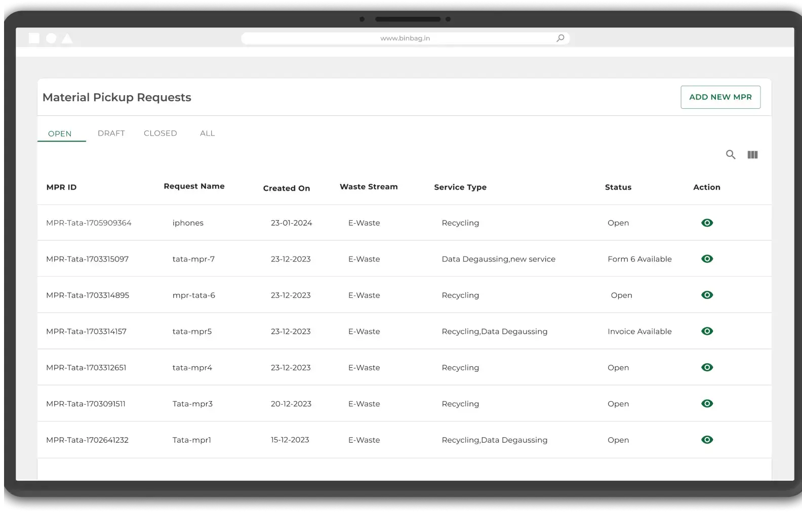 CRM screenshots
